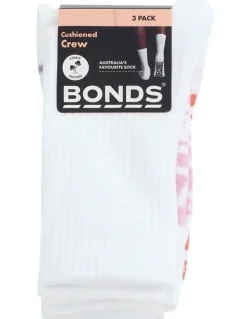 Bonds Womens Logo Cushioned Crew Socks 3 Pack in Pack 03