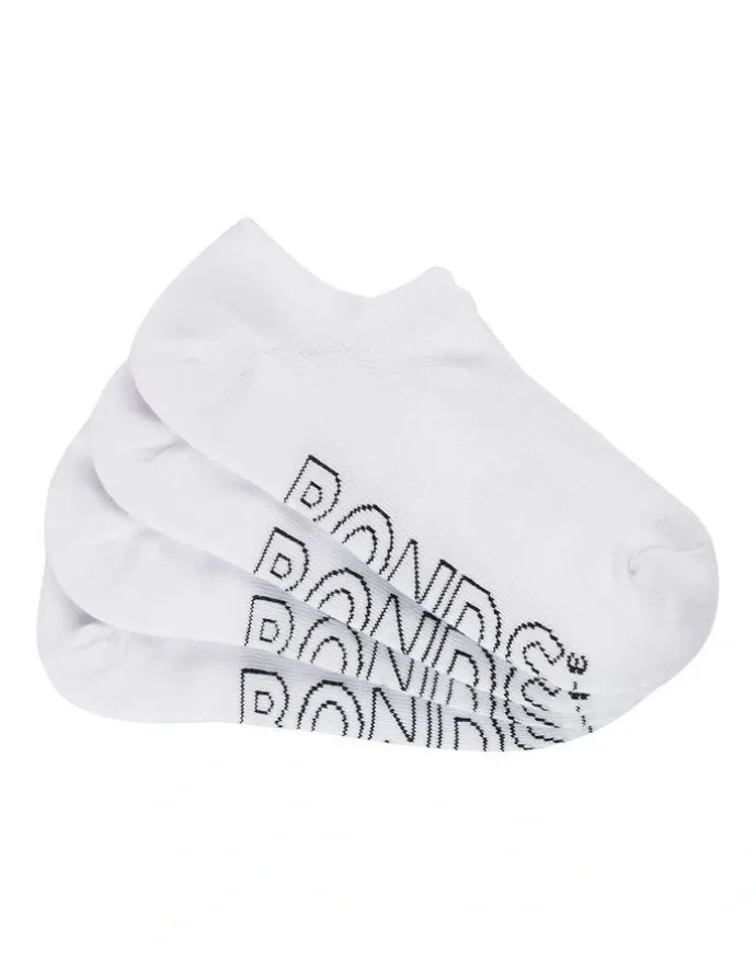 Bonds Womens Logo Light No Show Socks 4 Pack in White
