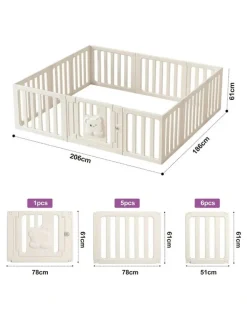 Bopeep BoPeep Kids Playpen Baby Safety Gate Toddler Fence Child Play Game Toy 24 Grey