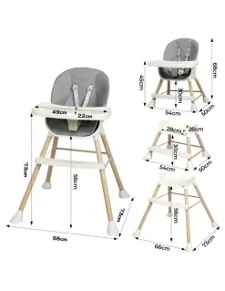 BoPeep High Chair 6-In-1 Removable Seat and Trays in Grey