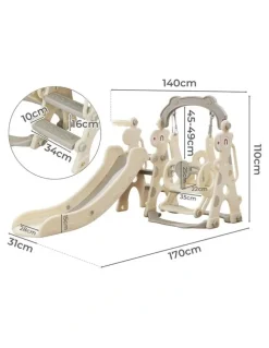 BoPeep Kid 4-in-1 Slide Swing Basketball Hoop Set