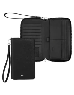 Boss Classic Grained Travel Wallet in Black