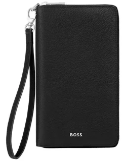 Boss Classic Grained Travel Wallet in Black
