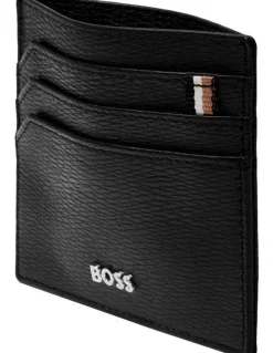 Boss Iconic Leather Card Holder in Black