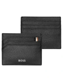 Boss Iconic Leather Card Holder in Black