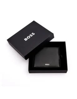 Boss Smooth Leather Coin Purse Wallet in Black