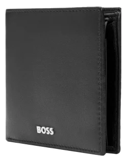 Boss Smooth Leather Coin Purse Wallet in Black