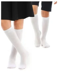 Boutique Retailer Cotton Plain Knee High School Socks 1 Pair in White