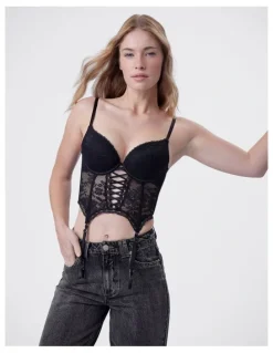 Bras N Things Bras N Things Edie Push Up Dentelle Corset in Black