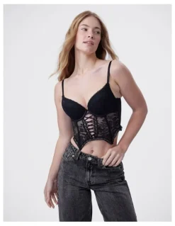 Bras N Things Bras N Things Edie Push Up Dentelle Corset in Black