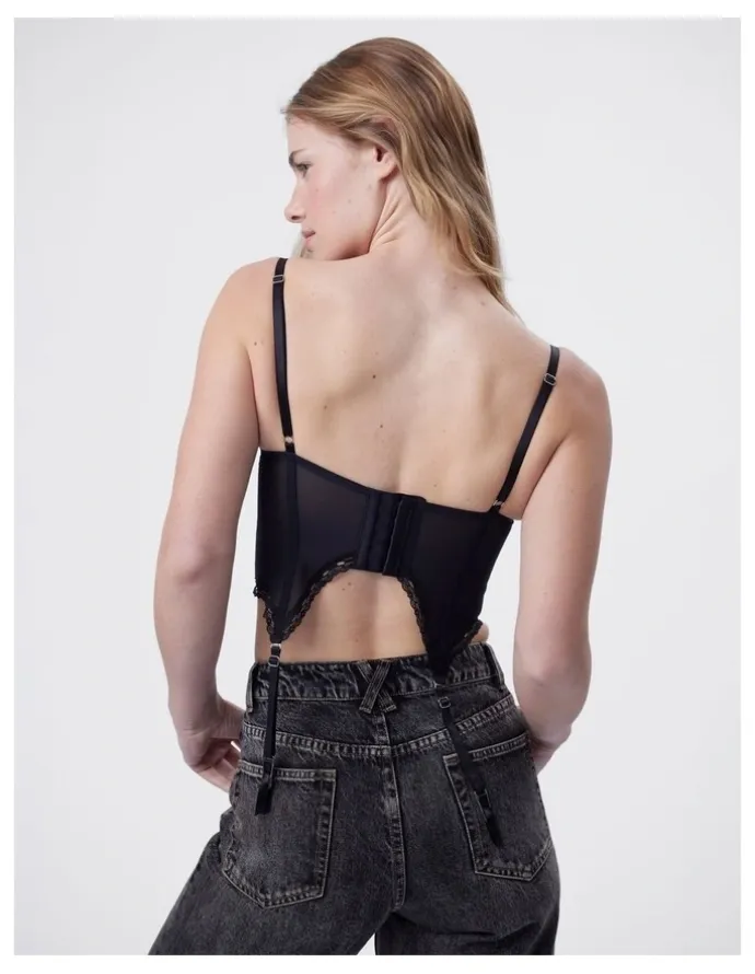 Bras N Things Bras N Things Edie Push Up Dentelle Corset in Black
