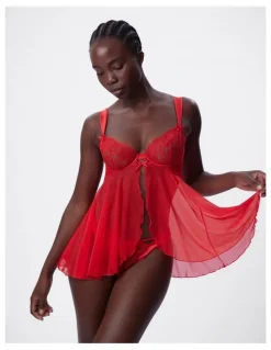 Bras N Things Bras N Things Enchanted Racing Hearts Babydoll Bra in Red