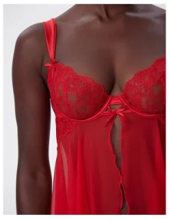 Bras N Things Bras N Things Enchanted Racing Hearts Babydoll Bra in Red
