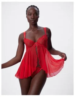 Bras N Things Bras N Things Enchanted Racing Hearts Babydoll Bra in Red