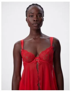 Bras N Things Bras N Things Enchanted Racing Hearts Babydoll Bra in Red