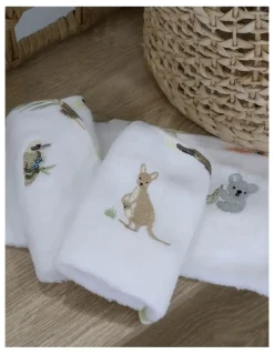 Bubba Blue Aussie Animals Wash Cloths 3 Pack in White