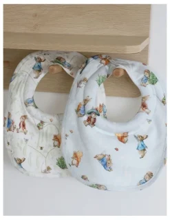 Bubba Blue Peter Rabbit And Benjamin Bunny Dribble Bibs 2 Pack in Blue