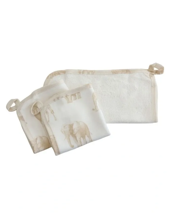 Bubba Blue Serengeti Face Washers 3 Pack in Cream