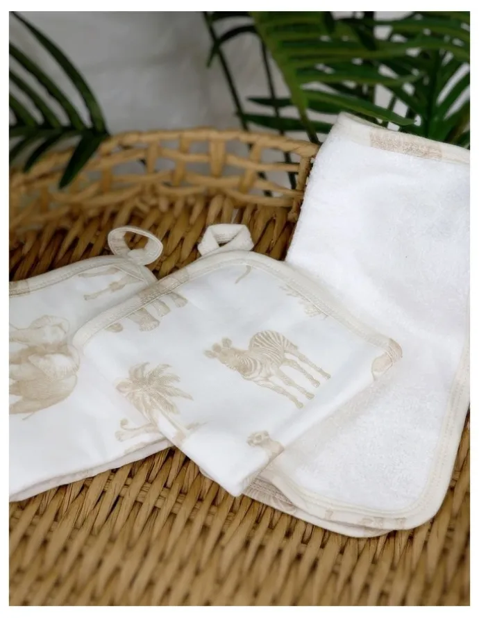 Bubba Blue Serengeti Face Washers 3 Pack in Cream