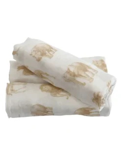 Bubba Blue Serengeti Muslin Wraps 3 Pack in Beige