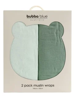 Bubba Blue Sundae Muslin Wraps Pack of 2 in Greentea