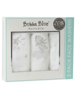 Bubba Blue Wish Upon A Star Face Washers 3 Pack in White