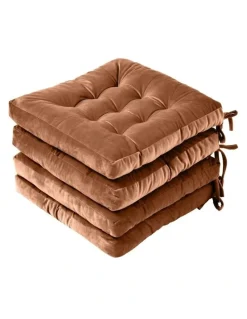 Cadence & Co. Vivienne Velvet Seat Cushion Pack of 4 in Cinnamon