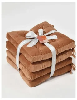 Cadence & Co. Vivienne Velvet Seat Cushion Pack of 4 in Cinnamon