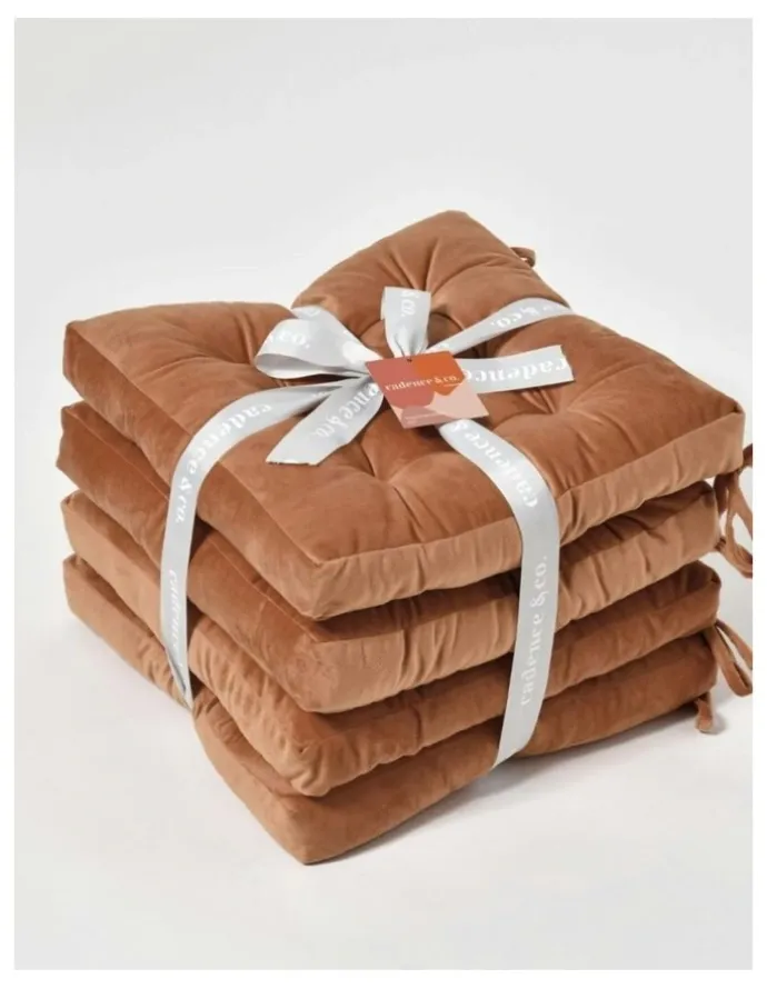 Cadence & Co. Vivienne Velvet Seat Cushion Pack of 4 in Cinnamon