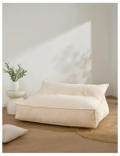 Cadence & Co. Wilde Ribbed Luxe Fleece Double Sofa Bean Bag Lounge Cover in Vanilla Cream