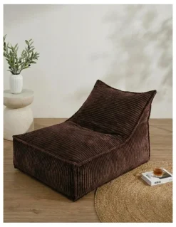 Cadence & Co. Wilde Ribbed Luxe Fleece Bean Bag Lounge Cover in Chestnut Brown
