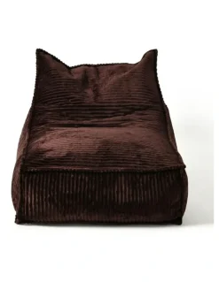 Cadence & Co. Wilde Ribbed Luxe Fleece Bean Bag Lounge Cover in Chestnut Brown