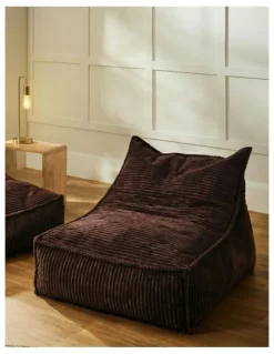 Cadence & Co. Wilde Ribbed Luxe Fleece Bean Bag Lounge Cover in Chestnut Brown