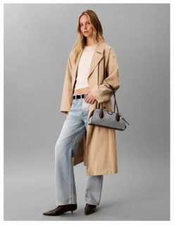 Calvin Klein Emblem Trio Shoulder Bag in Light Wash Denim