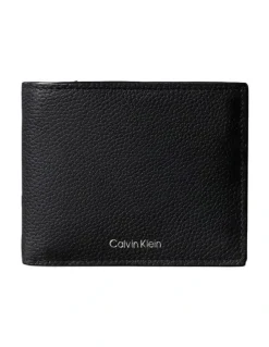 Calvin Klein Foil Emboss Ew Bill Fold With Coin Wallet in Black