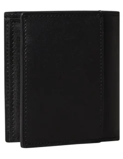Calvin Klein Heavyweight Plaque East West Slim Tri Fold Wallet with Card Holder in Black