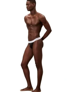 Calvin Klein Icon Cotton Stretch Thongs 3 Pack in Black