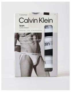 Calvin Klein Icon Cotton Stretch Jockstraps 3 Pack in Black