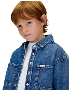 Calvin Klein Jeans Denim Overshirt (8-16 Years) in Stone City Blue
