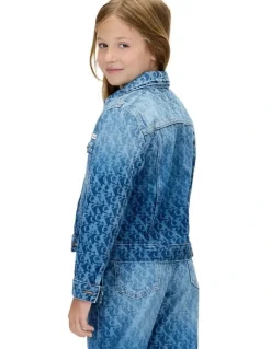 Calvin Klein Jeans Laser Billboard Allover Print Trucker Jacket (8-16 Years) in Blue