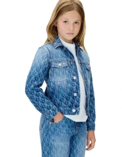 Calvin Klein Jeans Laser Billboard Allover Print Trucker Jacket (8-16 Years) in Blue
