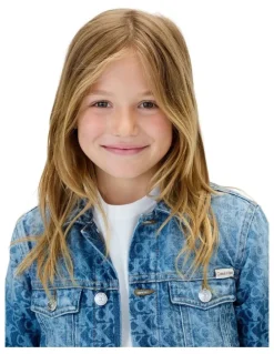 Calvin Klein Jeans Laser Billboard Allover Print Trucker Jacket (8-16 Years) in Blue