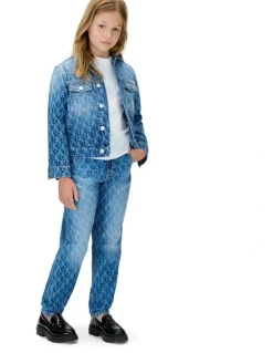 Calvin Klein Jeans Laser Billboard Allover Print Trucker Jacket (8-16 Years) in Blue
