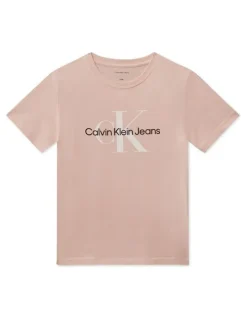 Calvin Klein Jeans Monogram Short Sleeve T-shirt (8-16 Years) in Pink