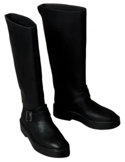 Calvin Klein Leather Stacked Heel Biker Boots in Black