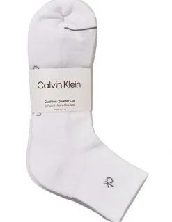Calvin Klein 6 Pack Sports Quarter Crew Socks in White