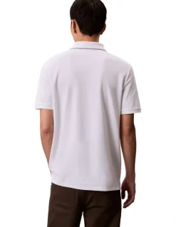 Calvin Klein Refined Pique Tipped Polo Shirt in Bright White