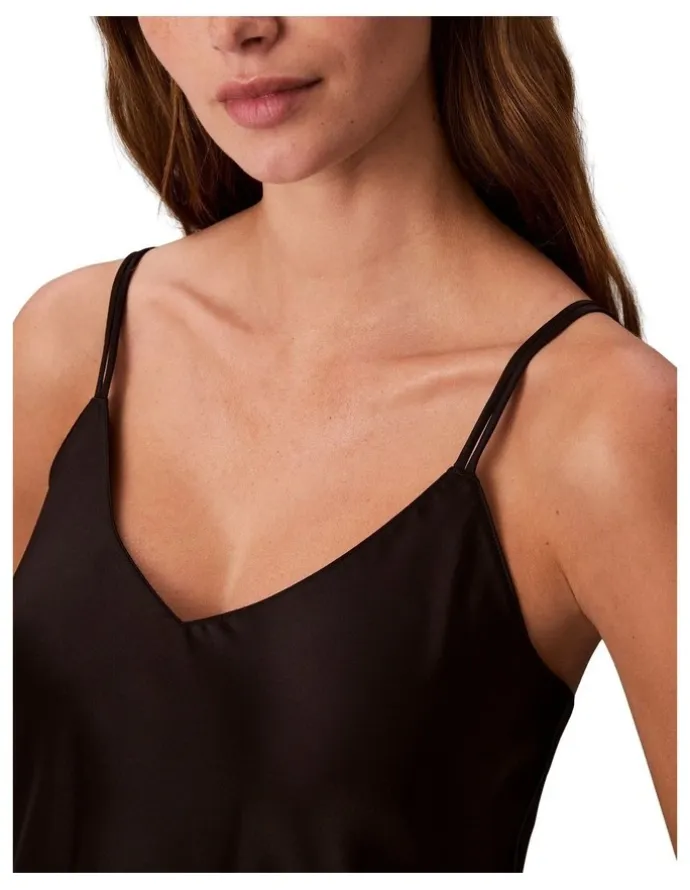 Calvin Klein Satin Sheen Cami With Piping in Black