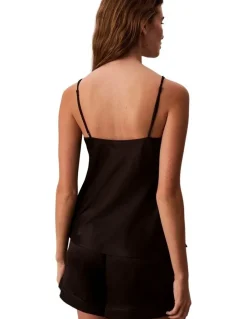 Calvin Klein Satin Sheen Cami With Piping in Black