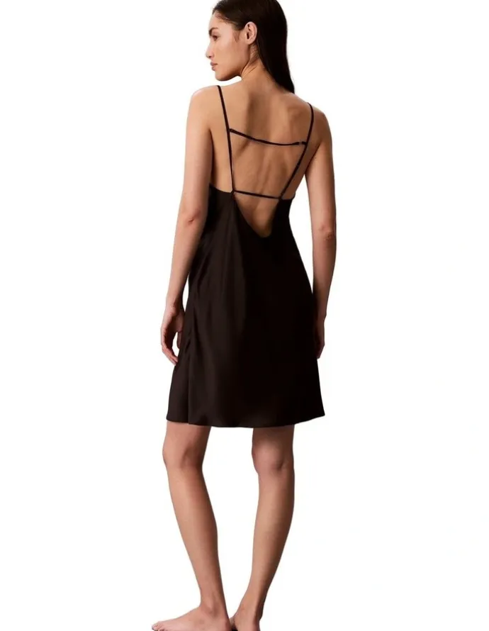 Calvin Klein Sheen Satin Chemise in Black